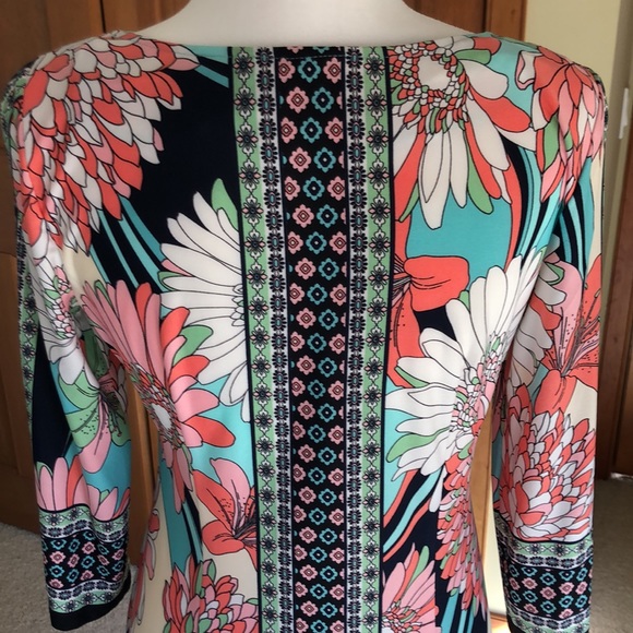 London Times Floral Print Knit Dress SZ 8 - Picture 5 of 10